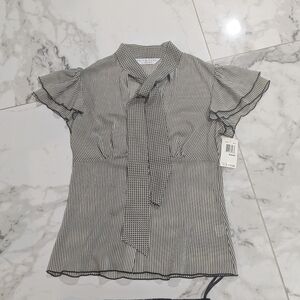 Tina Turk Striped Blouse with Tie Detail.. 100% silk